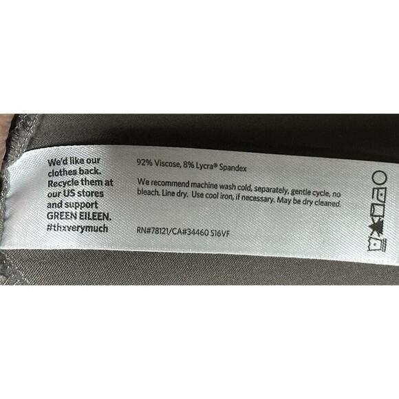 Eileen Fisher Jersey Dress Viscose 3/4 Sleeve Stretch Solid Gray Knee Length PM - Picture 5 of 9